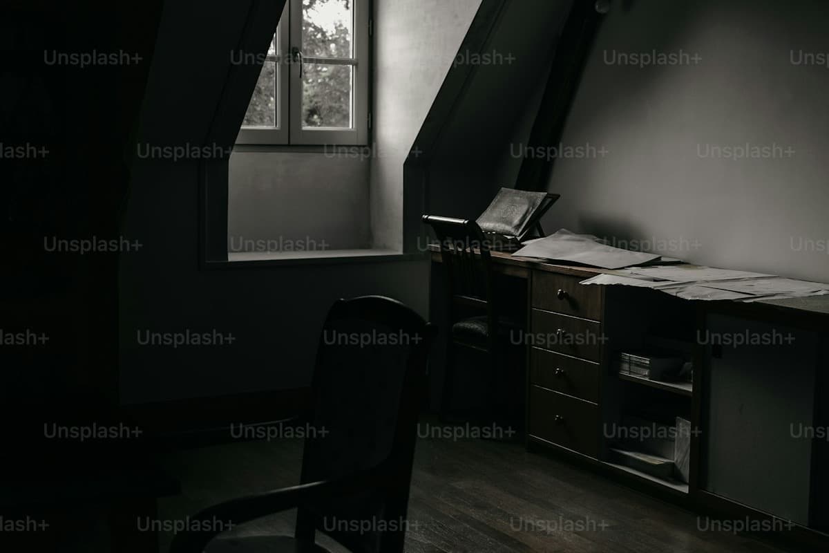 Original room before the AI gaming room setup — generic desk, flat overhead lighting, no cable management